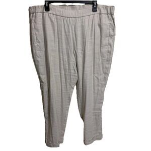 J. JILL Linen Stretch Wide Leg Pants Flat Front Pull On Beige Tan Petite PXL
